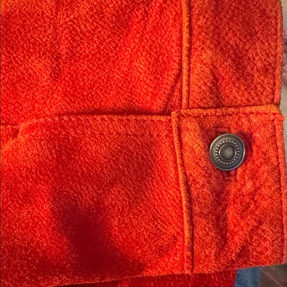 Chicos Red Suede Leather, Lined, Zip Front with Pockets Women's Jacket - Picture 7 of 10